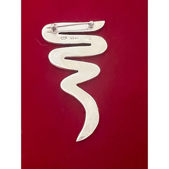 925 Sterling Silver Vintage Mexico Modernist Zig Zag Pin  Vintage mexico Sterling Silver Mod Zig Zag Brooch
